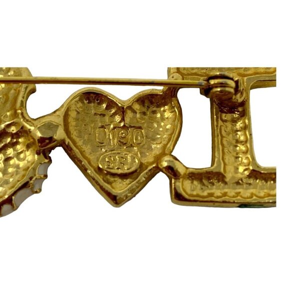 Santa Claus Brooch Vintage Brooch Red White Green Enamel Signed SFJ Number 0190 - Picture 5 of 12